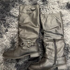 XOXO Black Heeled Boots with Buckle Detail